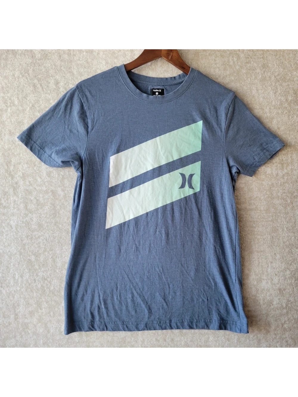 Hurley Logo Tshirt Small Womens Blue Reg Fit Graphic Tee Casual